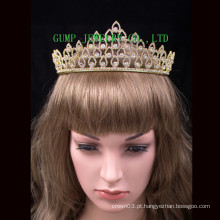 Ouro chapeado rhinestone tiara coroa de cristal